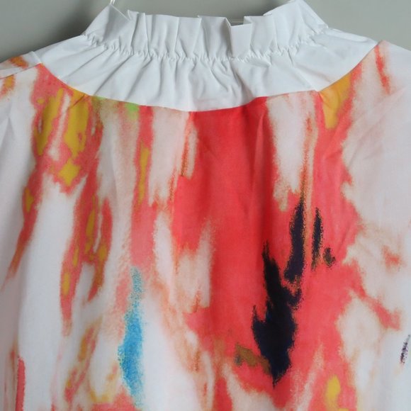 NWOT MISSLOOK Citrus Colored Printed Blouse - Picture 7 of 7